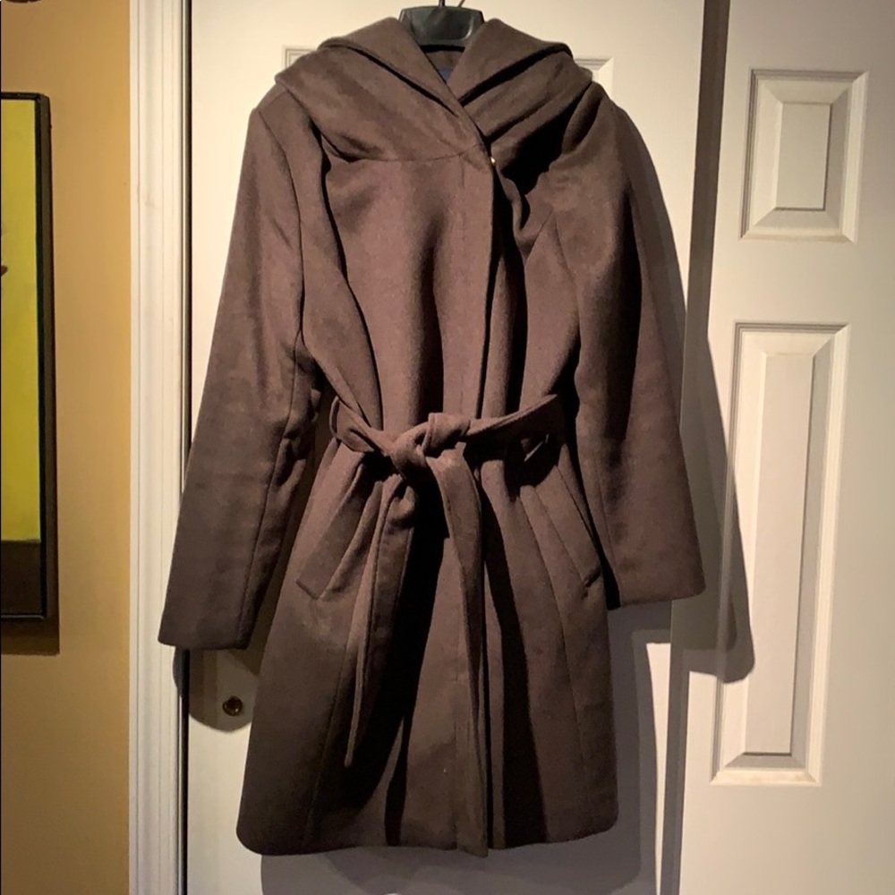Cole Haan Asymmetrical Zip Belted Coat Sz 12